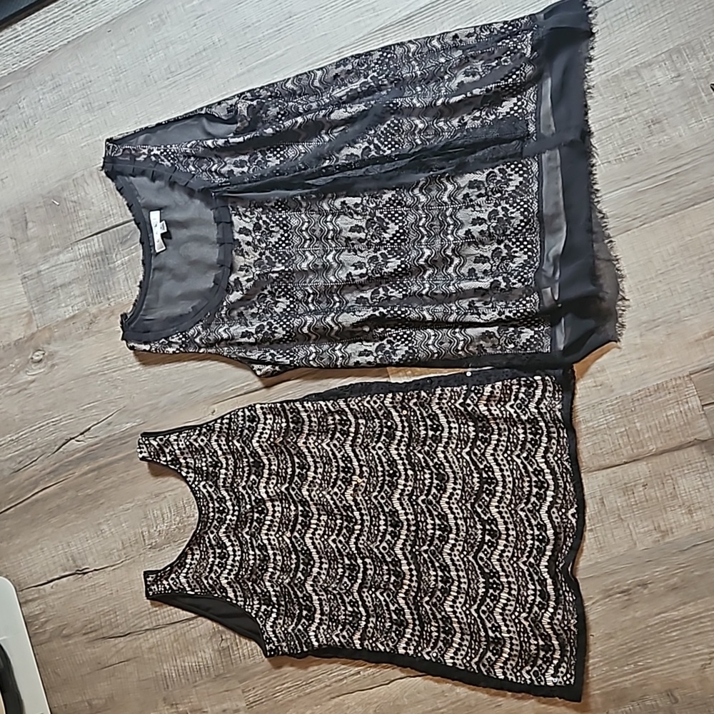 Bundle - 2 Black Lace Pattern Tops - image 1